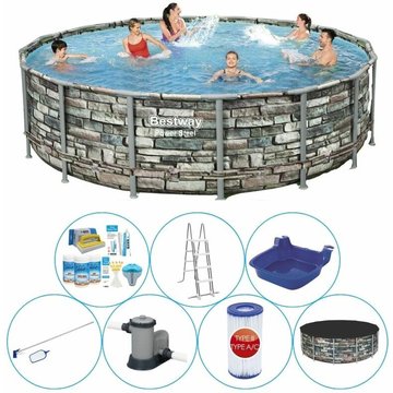 Offre combinée de piscine Bestway Power Steel Ronde 488x122 cm - Maintenant plus abordable