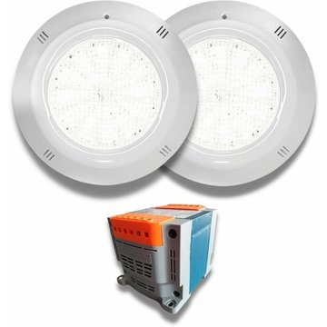 SWIMHOME - Pack de 2 projecteurs à LED blanches 18W 12V AC/DC pour piscine avec transformateur