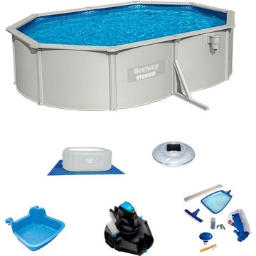 Pack Piscine Bestway Ovale 500x360x120 cm Pompe de Filtration avec Accessoires d'Entretien et Robot Nettoyeur Inclus