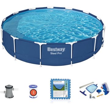 Pack Piscine Démontable Bestway Steel Pro 396x84 cm avec Épurateur à Cartouche 2 006 L/h, Kit de Maintenance et Tapis de Sol
