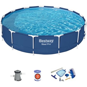 Pack Piscine Démontable Ronde Bestway Steel Pro 396x84 cm avec Pompe Épurateur à Cartouche de 2 006 L/h et Kit de Maintenance