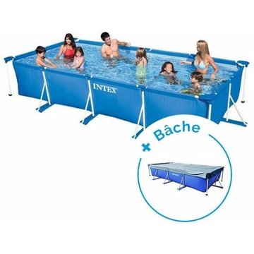 Intex Piscine tubulaire MetalFrame Junior 4,50 x 2,20 x 0,84 m + Bâche