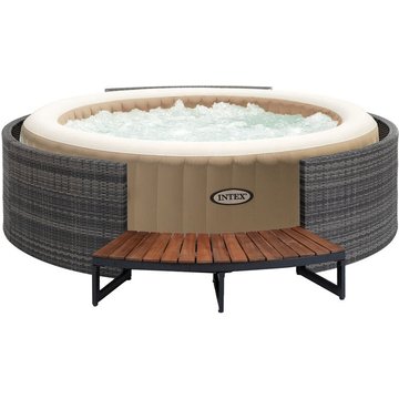 Pack spa gonflable Intex PureSpa Sahara rond à bulles 4 places + Ensemble mobilier Neka - Beige