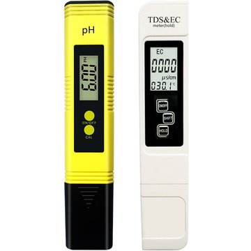 Seenlin Testeur de qualité de l'eau piscine TDS PH 2 en 1 Set 0-9990 ppm Plage de Mesure 1 ppm Résolution 2% Précision de Lecture (pH-mètre jaune + stylo)