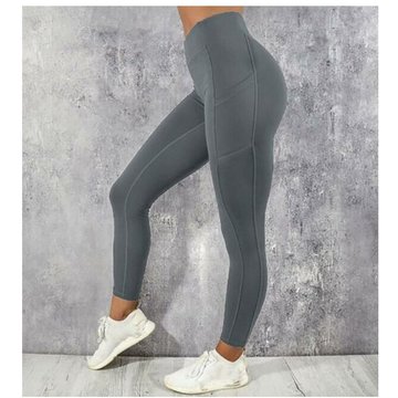 Groupm - Pantalon de yoga pour femme Sports Slim Fitness Pants (Gris s)