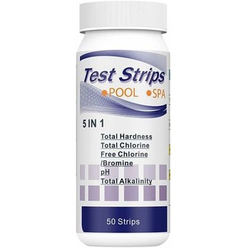 Papier test KINARITO 5 en 1 pour piscine, spa, aquarium - Mesure de chlore total, chlore libre, alcalinité (50pcs)