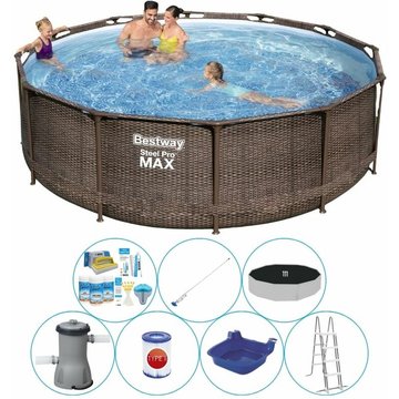 Paquet Confort de la piscine Bestway Steel Pro Max Rattan - 366x100 cm - Ronde - Offrir