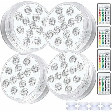 Paquet de 4 Lumière LED Submersible, Lampes LED Imperméable Avec Télécommande RVB Changement de Couleur RVB Eclairage de Bassin Décoration