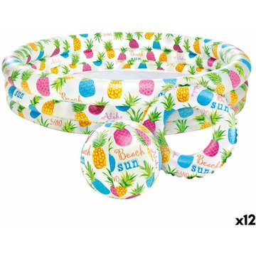 Pataugeoire gonflable pour enfants Intex Piscine Ananas Anneaux 248 L 132 x 28 x 132 cm (12 Unités)