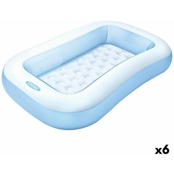 Pataugeoire gonflable pour enfants Intex Piscine rectangulaire bleu blanc 90 L 166 x 25 x 100 cm (6 unités)