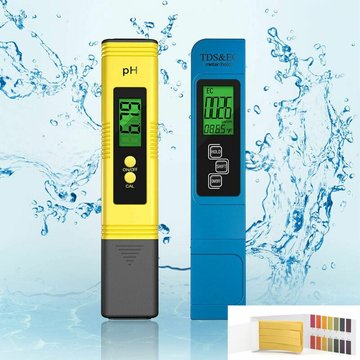 AQIUO PH Mètre, Mètre PH TDS EC température 4 en 1 Set, Test PH Écran LCD, pour l'eau Potable, Aquariums, Piscines