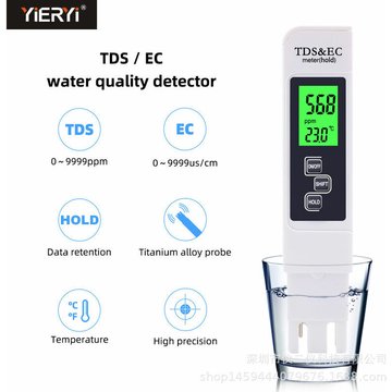 ER-SIICE - Testeur de pH et TDS, testeur de qualité de l'eau pH TDS 2 en 1, précision de lecture de 2%, ensemble 0-9990 ppm, pour piscine, aquarium