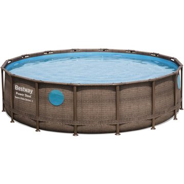 Piscine tubulaire hors sol Bestway Power Steel Swim Vista Ronde 488 cm - Marron