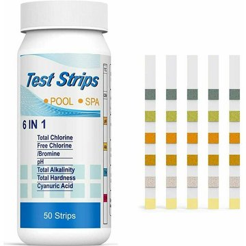 TUMALAGIA - Piscine 6 en 1, kit d'analyse de la qualité de l'eau de 50 paquets, bandelettes de test de piscine pour tester l'eau du chlore, du brome