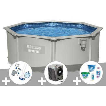 Kit piscine acier ronde Bestway Hydrium 3,60 x 1,20 m + Kit de traitement au chlore + Kit d'entretien Deluxe + Pompe à chaleur