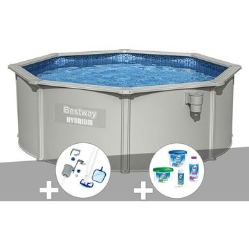 Kit piscine acier ronde Bestway Hydrium 3,60 x 1,20 m + Kit de traitement au chlore + Kit d'entretien Deluxe
