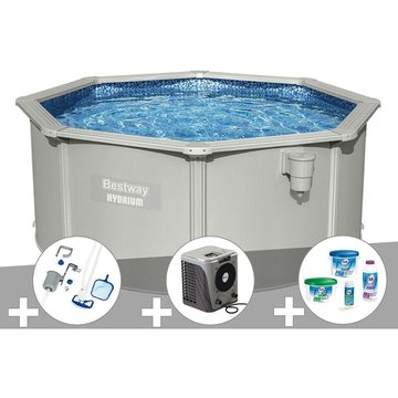 Kit piscine acier ronde Bestway Hydrium 3,00 x 1,20 m + Kit de traitement au chlore + Kit d'entretien Deluxe + Pompe à chaleur