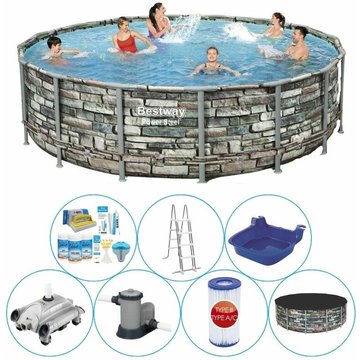 Piscine avec accessoires Bestway Power Steel Ronde 488x122 cm - Offre