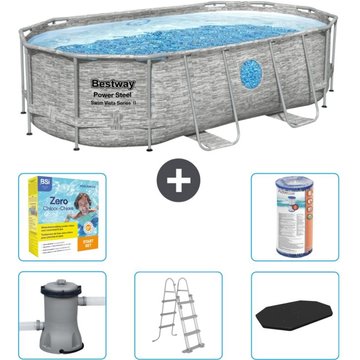 Piscine Bestway Oval Power Steel Swim Vista - Stone Print - 427 x 250 x 100 - Comprend des accessoires CB33
