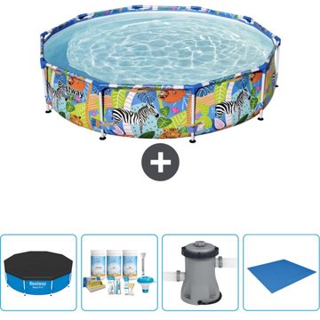 Piscine Bestway Ronde Steel Pro - 305 x 66 cm - Imprimé Jungle - Accessoire Inclus CB1