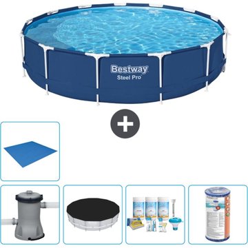 Piscine Bestway Ronde Steel Pro - 396 x 84 cm - Bleue - Comprend des Accessoires CB11