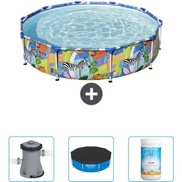 Piscine Bestway Ronde Steel Pro - 305 x 66 cm - Imprimé Jungle - Accessoires Inclus CB39