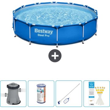 Piscine Bestway Ronde Steel Pro - 305 x 76 cm - Bleue - Comprend des Accessoires CB58