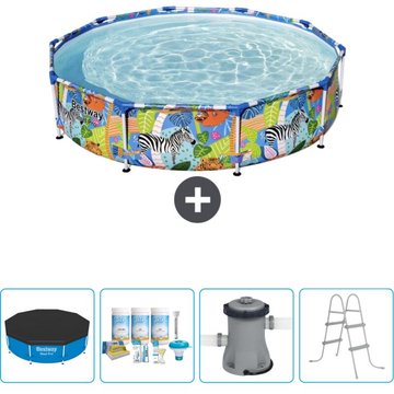 Piscine Bestway Ronde Steel Pro - 305 x 66 cm - Imprimé Jungle - Accessoire Inclus CB4