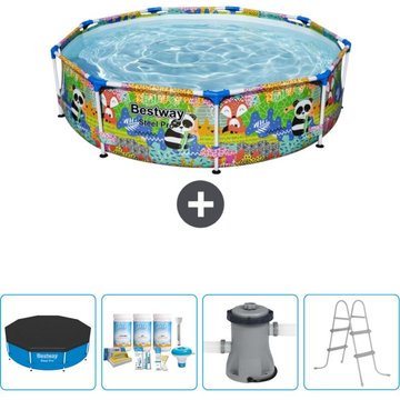 Piscine Bestway Ronde Steel Pro - 274 x 66 cm - Imprimé Animal - Accessoire Inclus CB4