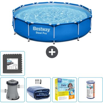 Piscine Bestway Ronde Steel Pro - 305 x 76 cm - Bleue - Comprend des Accessoires CB18