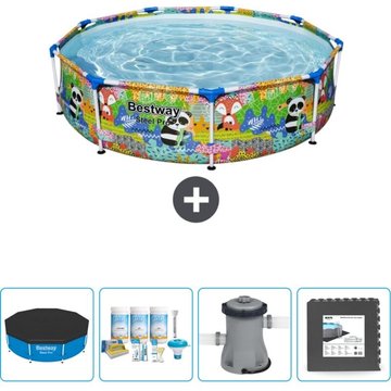 Piscine Bestway Ronde Steel Pro - 274 x 66 cm - Imprimé Animal - Accessoire Inclus CB3