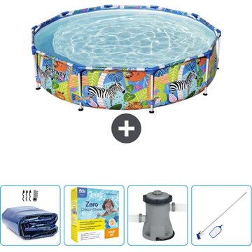 Piscine Bestway Ronde Steel Pro - 305 x 66 cm - Imprimé Jungle - Accessoire Inclus CB10