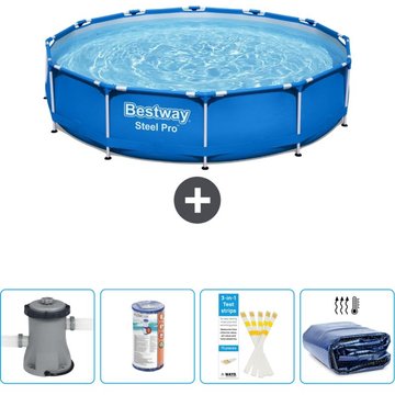 Piscine Bestway Ronde Steel Pro - 305 x 76 cm - Bleue - Comprend des Accessoires CB50