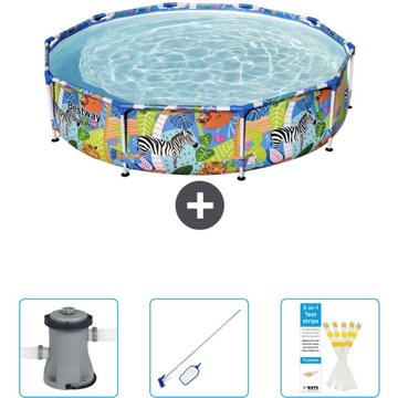 Piscine Bestway Ronde Steel Pro - 305 x 66 cm - Imprimé Jungle - Accessoire Inclus CB46