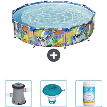 Piscine Bestway Ronde Steel Pro - 305 x 66 cm - Imprimé Jungle - Accessoire Inclus CB41