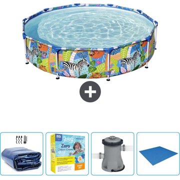 Piscine Bestway Ronde Steel Pro - 305 x 66 cm - Imprimé Jungle - Accessoire Inclus CB6