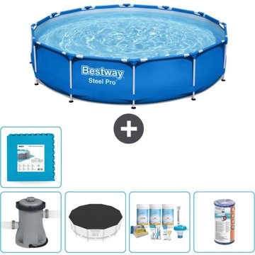 Piscine Bestway Ronde Steel Pro - 366 x 76 cm - Bleue - Comprend des Accessoires CB12