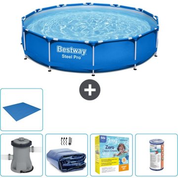 Piscine Bestway Ronde Steel Pro - 366 x 76 cm - Bleue - Comprend des Accessoires CB16
