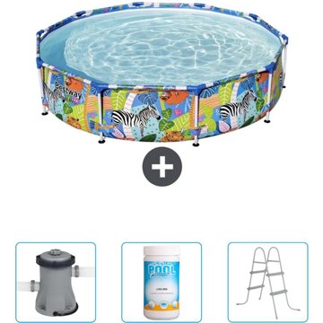 Piscine Bestway Ronde Steel Pro - 305 x 66 cm - Imprimé Jungle - Accessoire Inclus CB48
