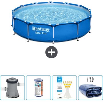 Piscine Bestway Ronde Steel Pro - 366 x 76 cm - Bleue - Comprend des Accessoires CB50