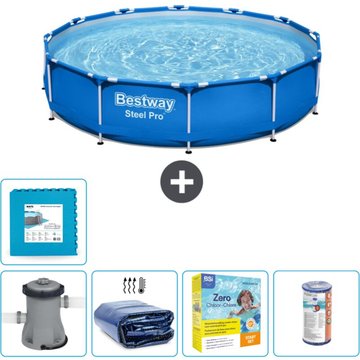 Piscine Bestway Ronde Steel Pro - 366 x 76 cm - Bleue - Comprend des Accessoires CB17