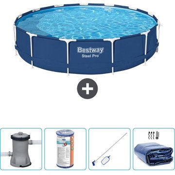 Piscine Bestway Ronde Steel Pro - 396 x 84 cm - Bleue - Comprend des Accessoires CB57