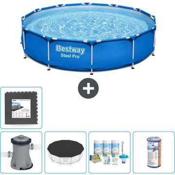 Piscine Bestway Ronde Steel Pro - 366 x 76 cm - Bleue - Comprend des Accessoires CB13