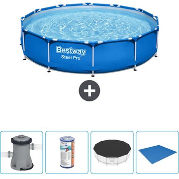 Piscine Bestway Ronde Steel Pro - 366 x 76 cm - Bleue - Comprend des Accessoires CB52