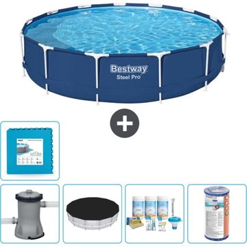 Piscine Bestway Ronde Steel Pro - 396 x 84 cm - Bleue - Comprend des Accessoires CB12