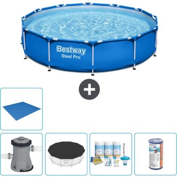 Piscine Bestway Ronde Steel Pro - 366 x 76 cm - Bleue - Comprend des Accessoires CB11