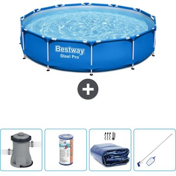 Piscine Bestway Ronde Steel Pro - 366 x 76 cm - Bleue - Comprend des Accessoires CB54