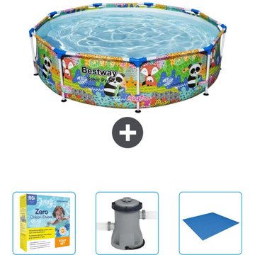 Piscine Bestway Ronde Steel Pro - 274 x 66 cm - Imprimé Animal - Accessoire Inclus CB6