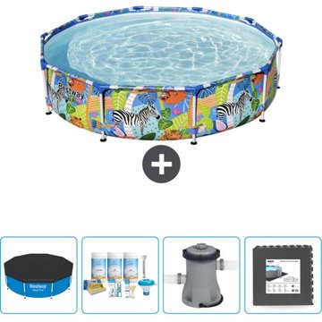 Piscine Bestway Ronde Steel Pro - 305 x 66 cm - Imprimé Jungle - Accessoire Inclus