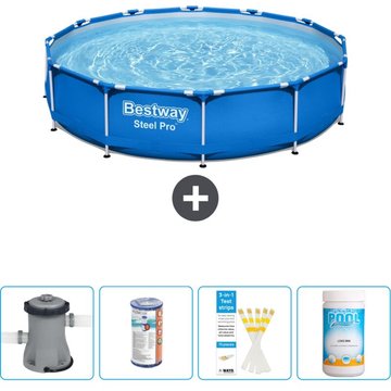 Piscine Bestway Ronde Steel Pro - 366 x 76 cm - Bleue - Comprend des Accessoires CB49